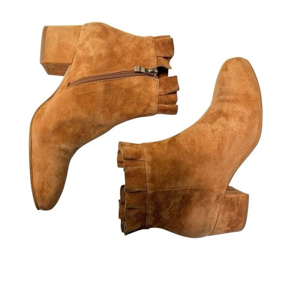 Silent D Suede Boots Ankle Booties Honey Womens EU 39 US 8-8.5 Ruffle Gold Brown - Picture 10 of 13